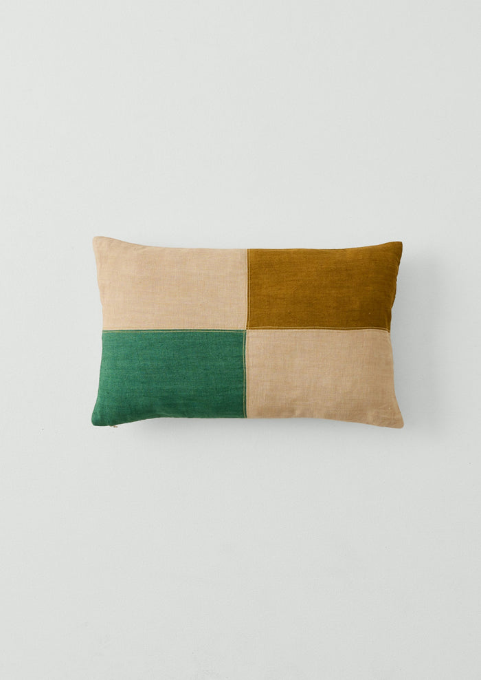 Eave Panelled Linen Pillow Cover | Clover/Gooseberry/Ecru