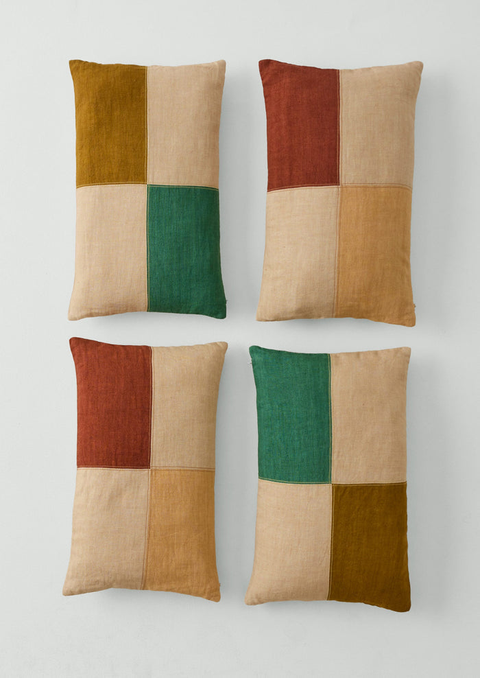 Eave Panelled Linen Pillow Cover | Clover/Gooseberry/Ecru