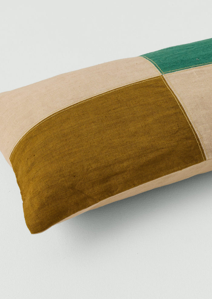 Eave Panelled Linen Pillow Cover | Clover/Gooseberry/Ecru