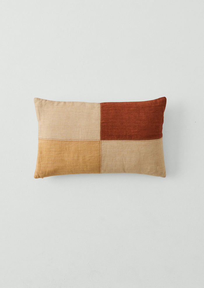 Eave Panelled Linen Pillow Cover | Red Sand/Flax/Ecru