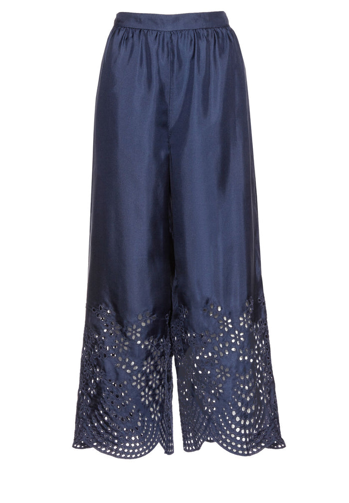 EDEN EMBR BK ZIP ANKLE PANT - INDIGO