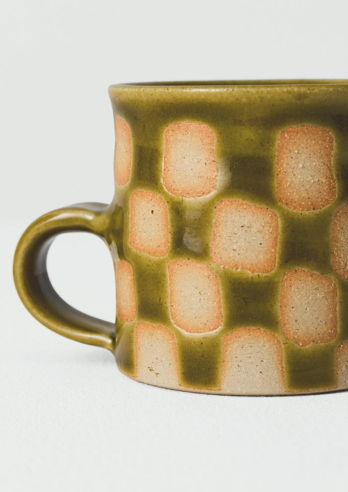 Edmund Davies Checkerboard Mug | Olive