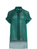 EDYTH ASYMMETRICAL BLOUSE - GINGHAM BABE SM DK TEAL/COMBO