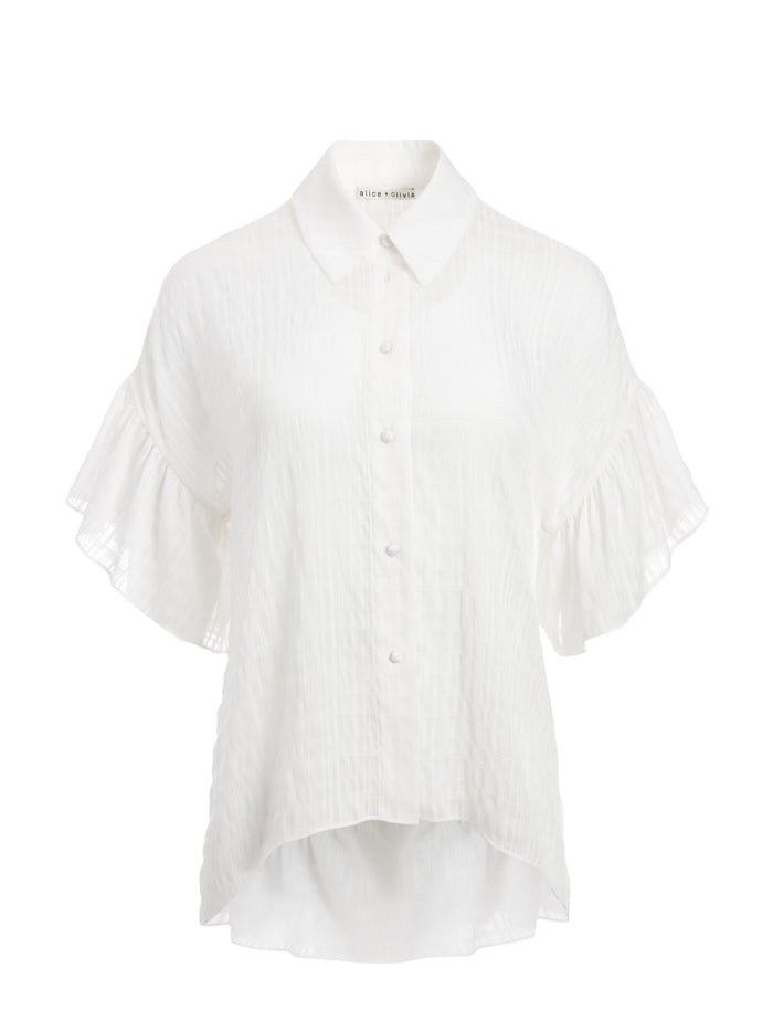 EDYTH RUFFLE SLEEVE BUTTON DOWN