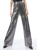 ELBA WIDE LEG PANT - SILVER/BLACK
