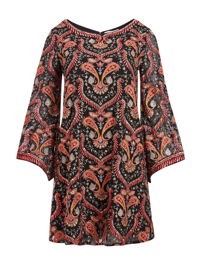 ELEONORA EMBELLISHED MINI DRESS - BLACK/MULTI