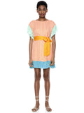 ELLA MAE TIE WAIST MINI DRESS - STAMP ENGLISH ROSE/COMBO