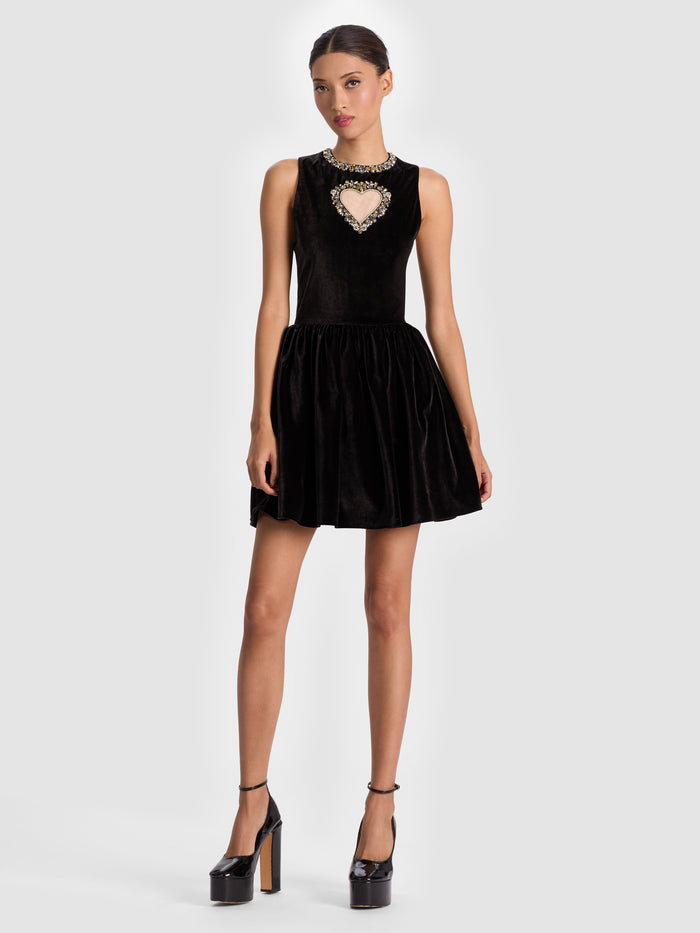 ELLA VELVET MINI DRESS - BLACK