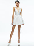 ELLAMAE DEEP V-NECK DRESS - OFF WHITE