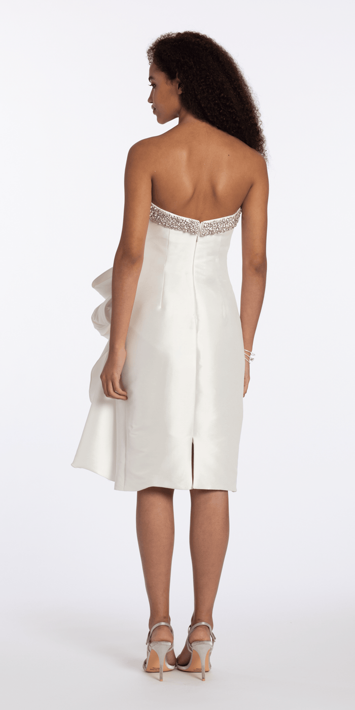 ivory/size/2/missy/Camille La Vie /Embellished Strapless Mikado Midi Dress with Ruching/back