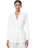 EMBERLY TIE WAIST MILITARY JACKET - WHITE
