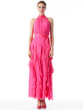 EMELIA HALTER NECK GOWN - WILD PINK