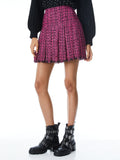 EMILIE PLEATED TWEED MINI SKIRT - BLACK/WILD PINK