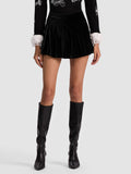 EMILIE VELVET MINI SKORT - BLACK