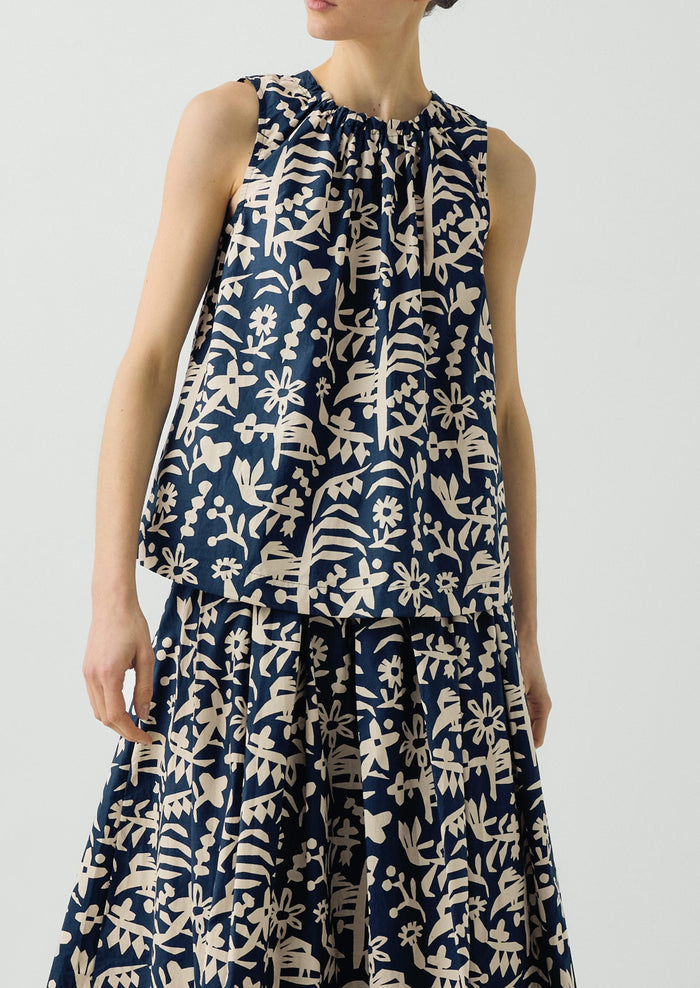Emma Carlow Cut Out Print Sleeveless Top | Indigo Blue