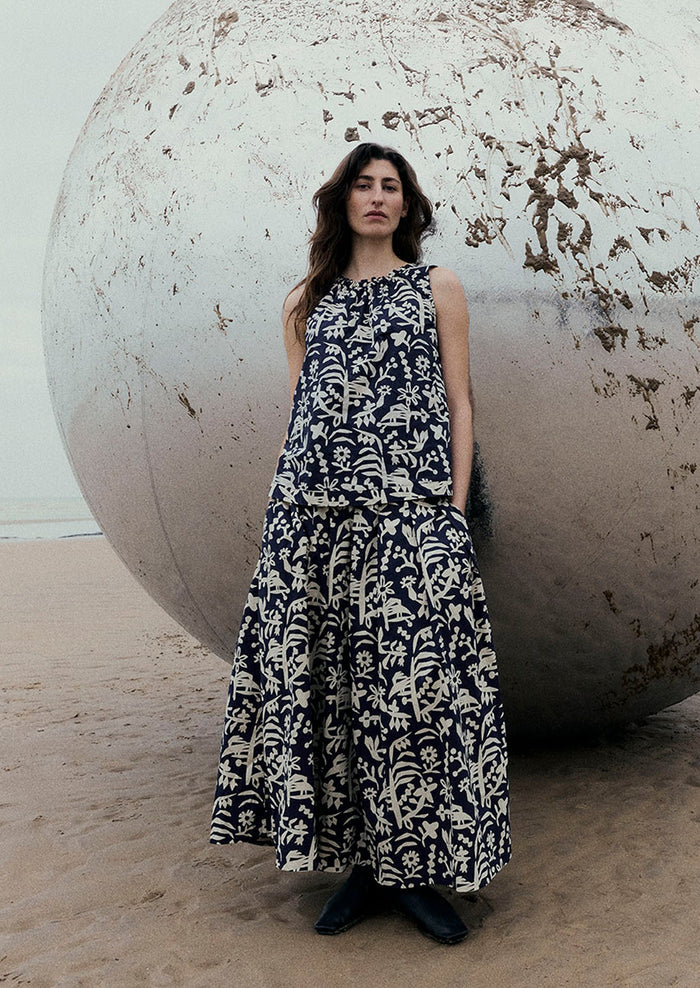 Emma Carlow Cut Out Print Sleeveless Top | Indigo Blue