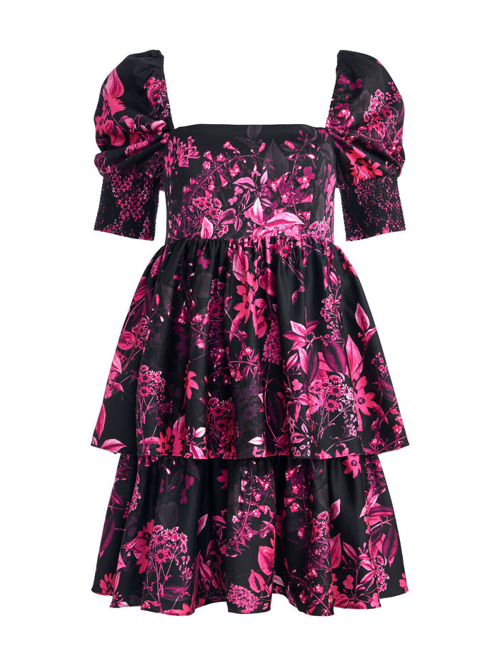 EMMALOU TIERED MINI DRESS - EDENS GARDEN WILD PINK
