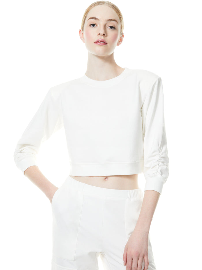 EMMERSON SCRUNCH SLEEVE TOP - WHITE