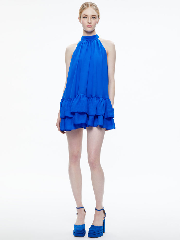 ERNA TIE BK HALTER NK MINI DRE - SAPPHIRE
