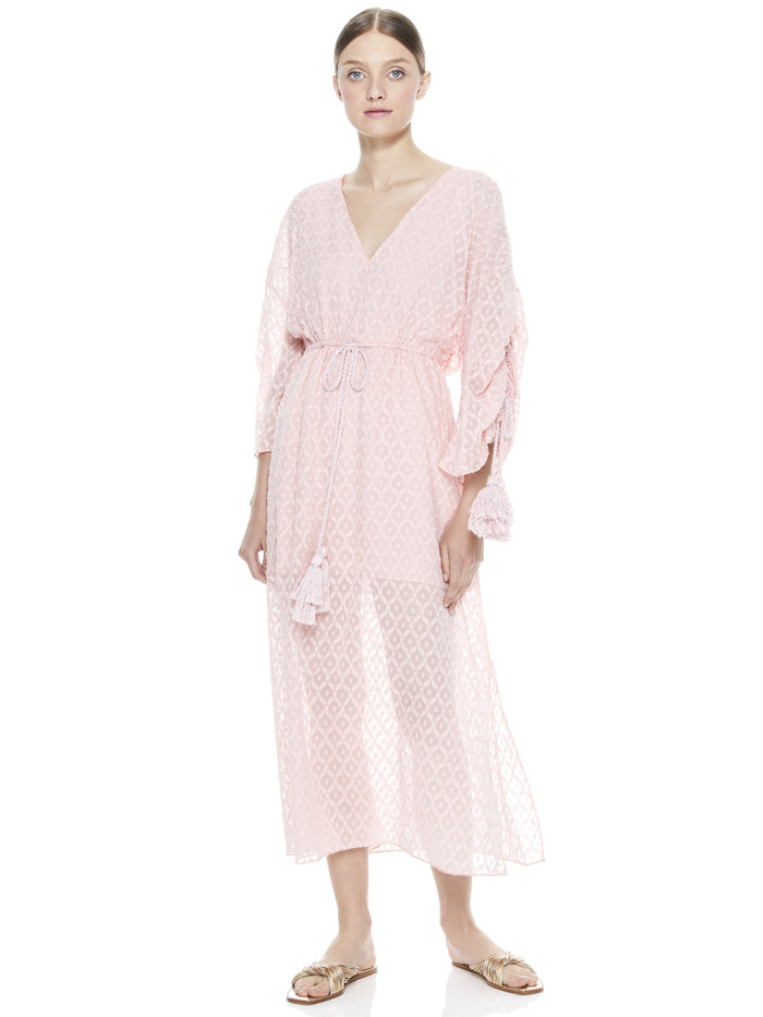 ESMERALDA SIDE SLIT MIDI DRESS - ENGLISH ROSE