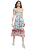 ESTRELLA FLORAL MIDI DRESS - WILDFLOWER POWDER BLUE MULTI