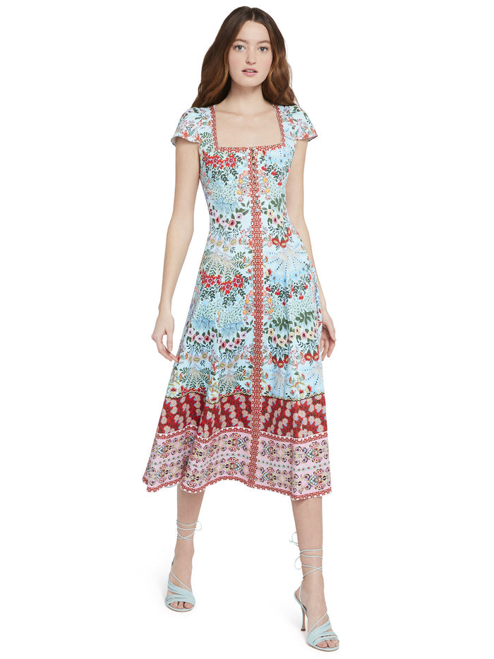 ESTRELLA FLORAL MIDI DRESS - WILDFLOWER POWDER BLUE MULTI