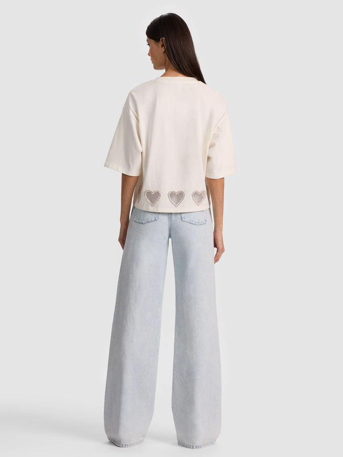 EVAN HEART CUTOUT TEE - OFF WHITE