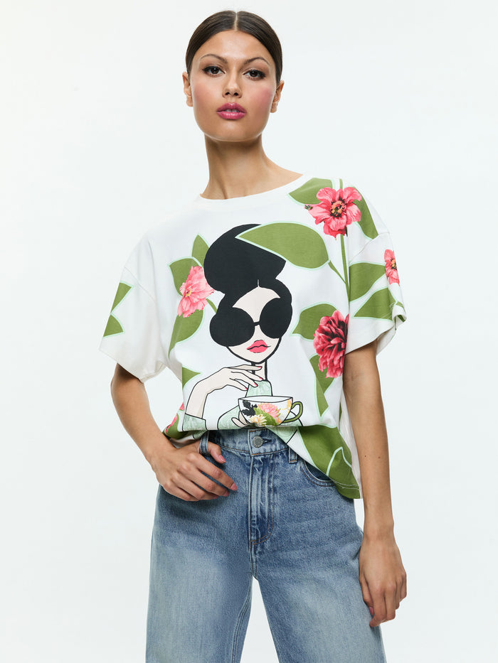 EVAN STACEFACE OVERSIZED TEE - OFF WHITE MULTI