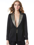 EVE EMBELLISHED NOTCH COLLAR BLAZER - BLACK