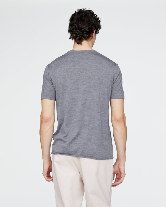 Extra Fine Merino Wool Crew Neck Tee - Medium Heather Grey
