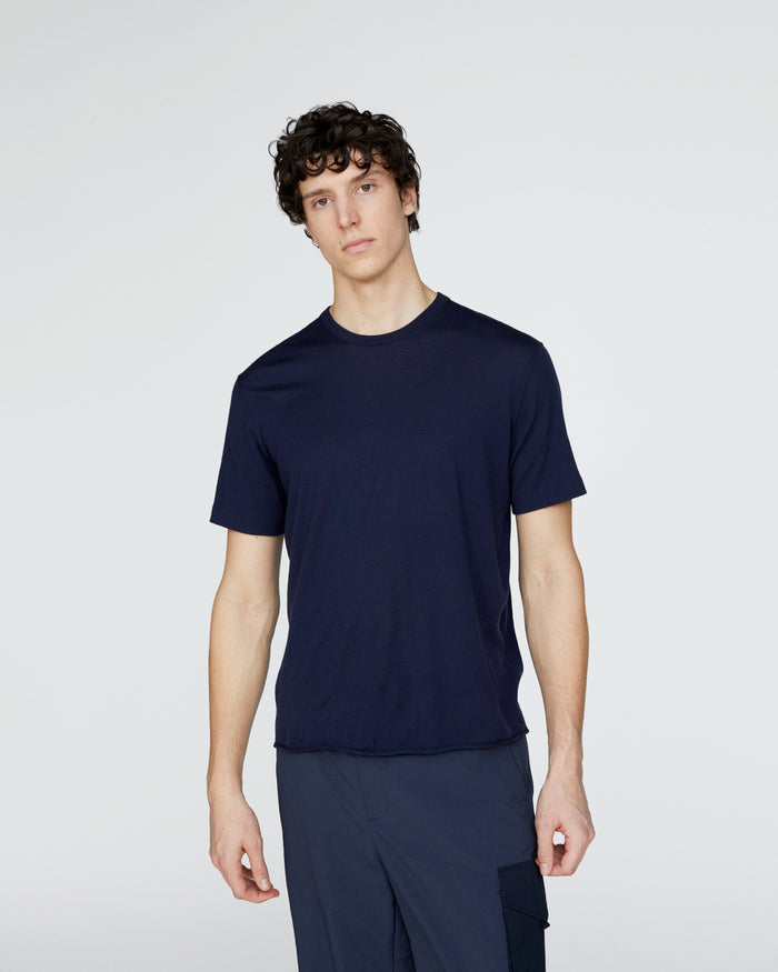 Extra Fine Merino Wool Crew Neck Tee - Midnight