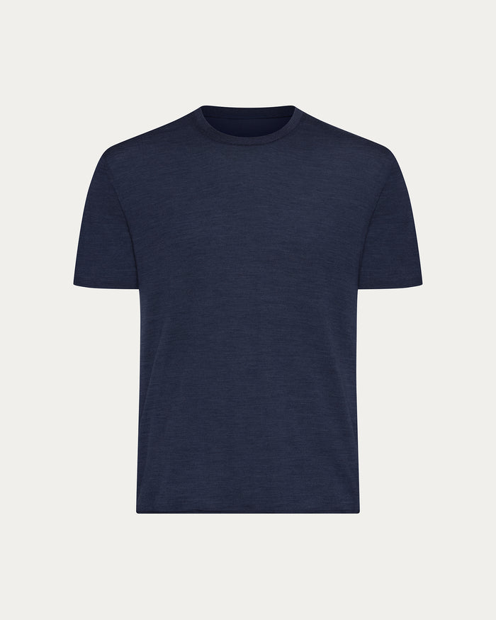 Extra Fine Merino Wool Crew Neck Tee - Midnight