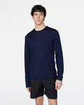 Extra Fine Merino Wool Long Sleeve Crew Neck Tee - Midnight