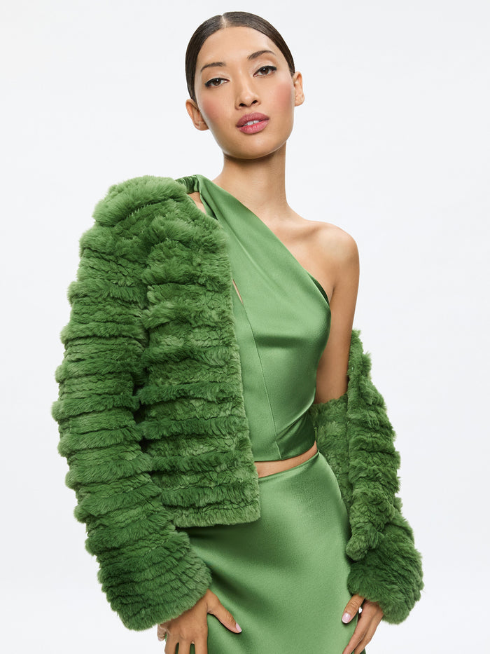 FAWN FAUX FUR JACKET - AVOCADO