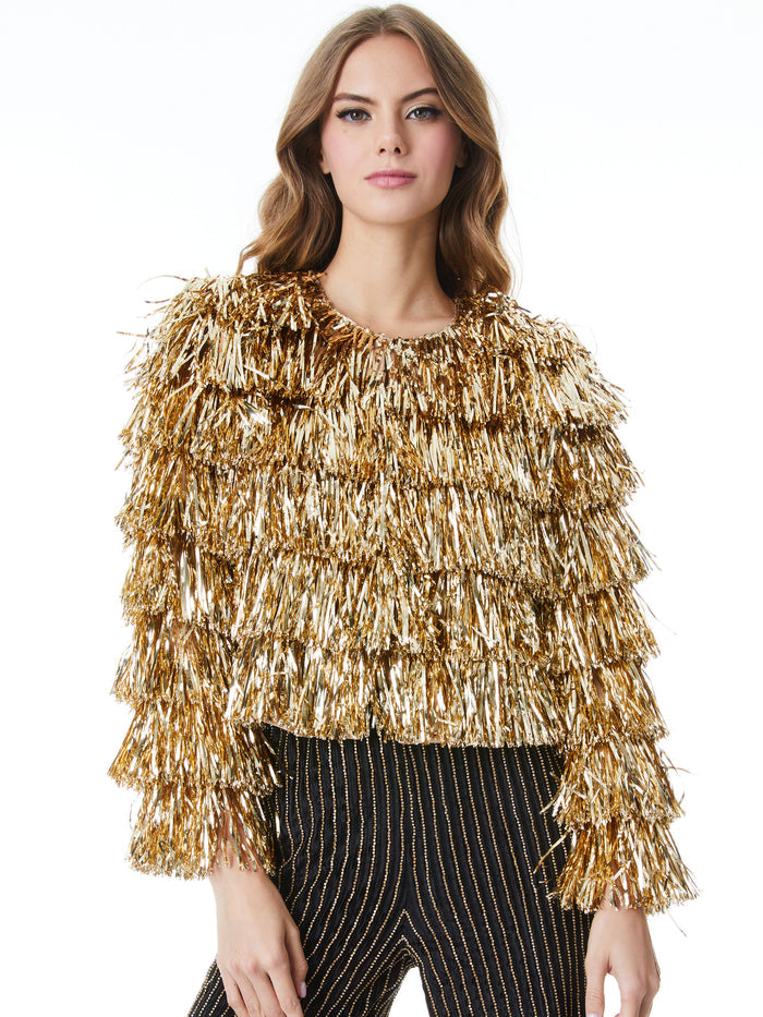 FAWN FRINGE TINSEL JACKET - GOLD