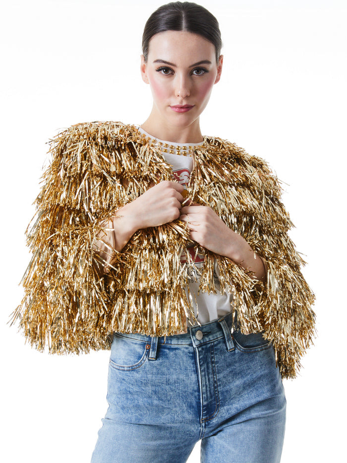 FAWN FRINGE TINSEL JACKET - GOLD