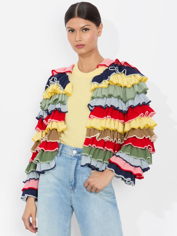FAWN RUFFLE CARDIGAN - MULTI