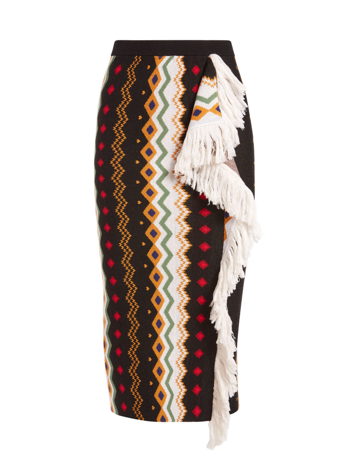 FELICITY FAIRISLE FRINGE SKIRT - MULTI