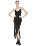FELIPA ASYMMETRICAL SLIP DRESS - BLACK