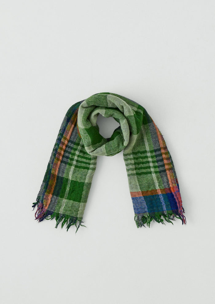 Fen Wool Knot Scarf | Grass Green/Multi