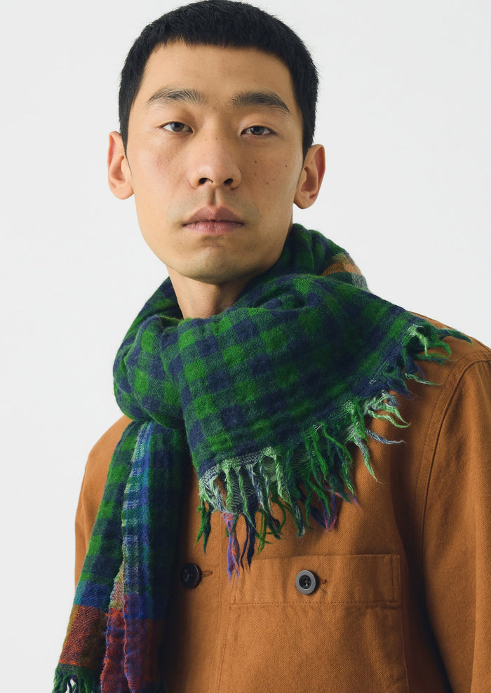 Fen Wool Knot Scarf | Grass Green/Multi