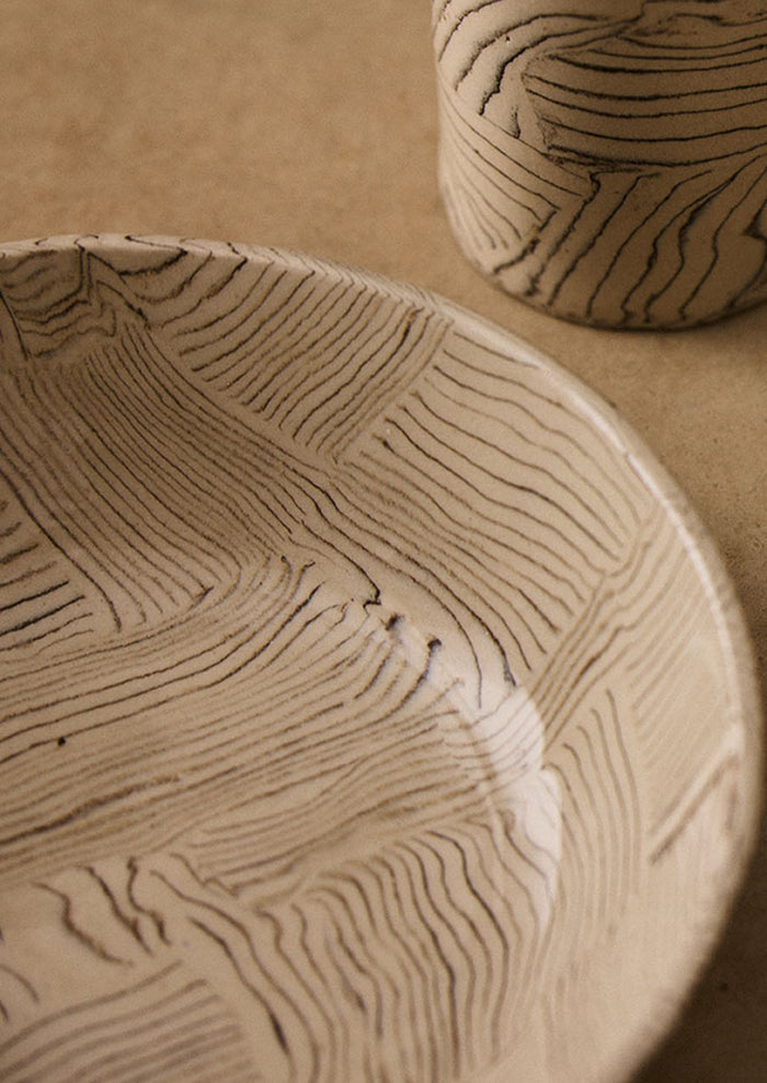 Fern Taylor Striped Nerikomi Bowl | Off White/Black