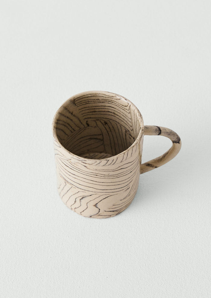 Fern Taylor Striped Nerikomi Mug | Off White/Black