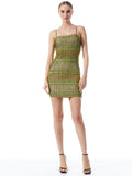 FIFI EMBELLISHED MINI CAMI DRESS - CITRON/BLACK
