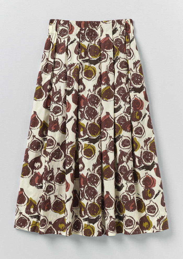 Fig Print Cotton Poplin Skirt | Chalk