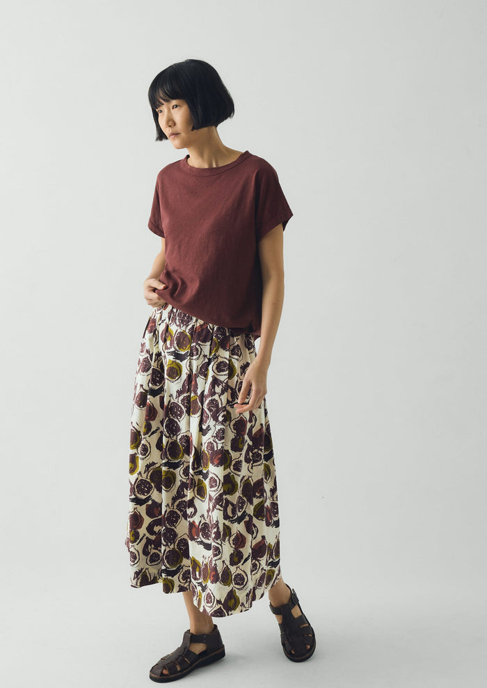 Fig Print Cotton Poplin Skirt | Chalk