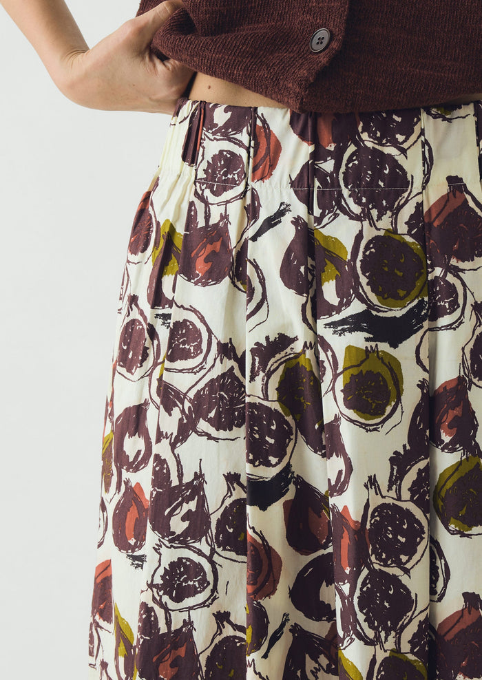 Fig Print Cotton Poplin Skirt | Chalk