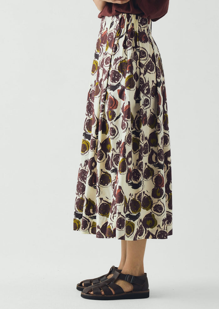 Fig Print Cotton Poplin Skirt | Chalk