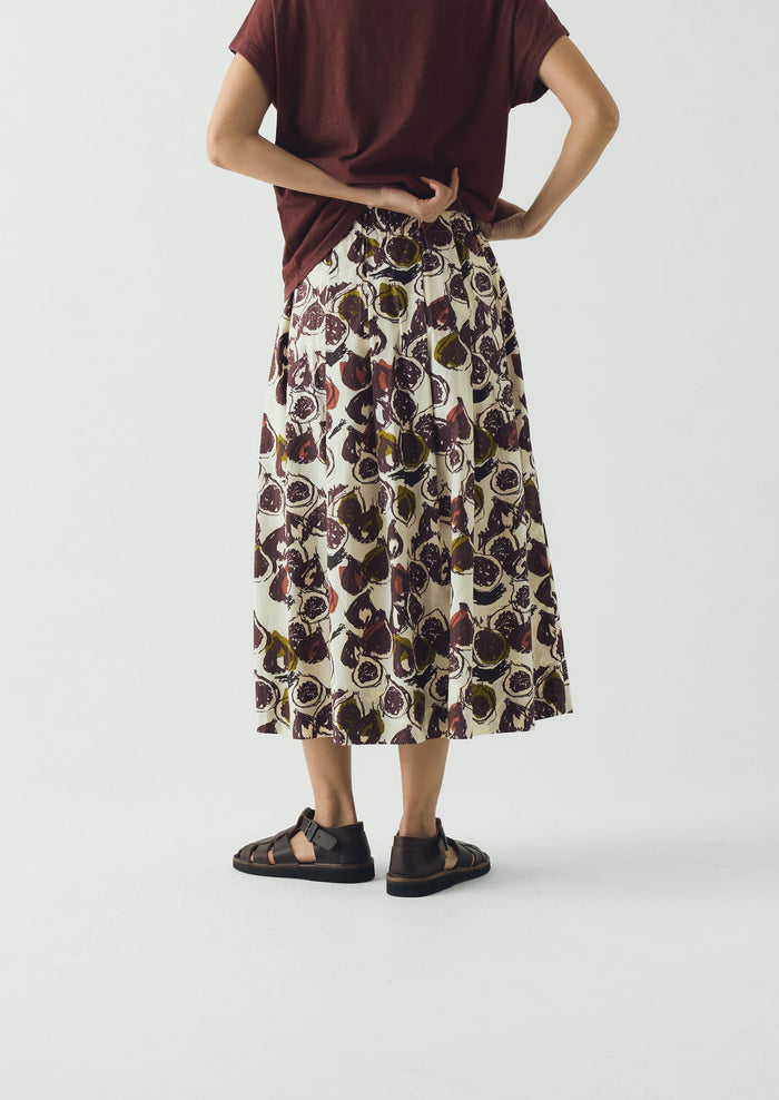 Fig Print Cotton Poplin Skirt | Chalk