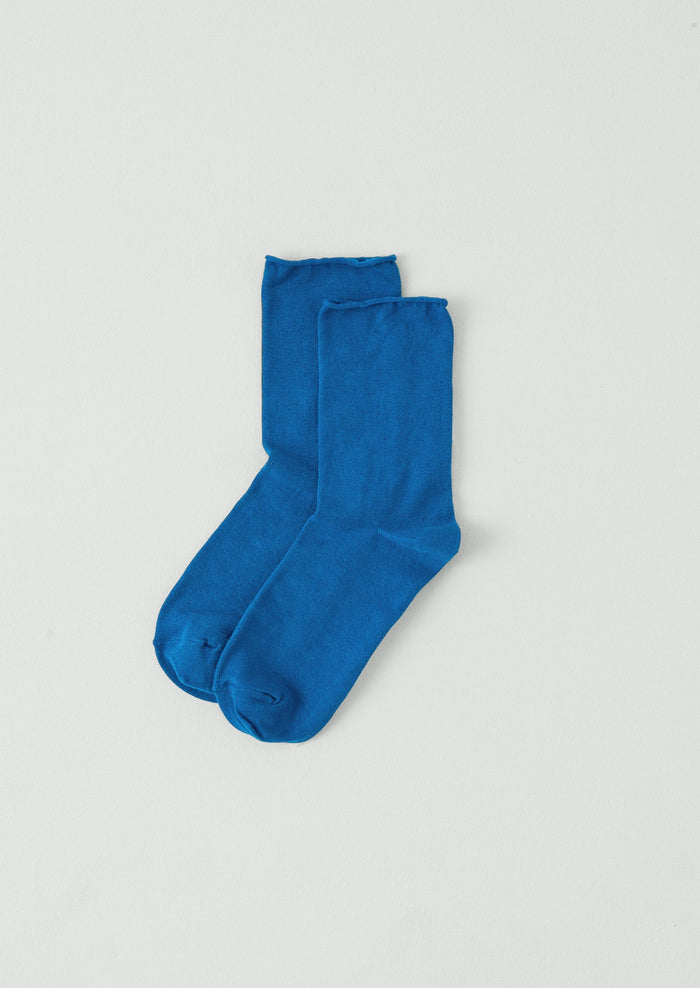 Fine Cotton Cashmere Socks | Cobalt